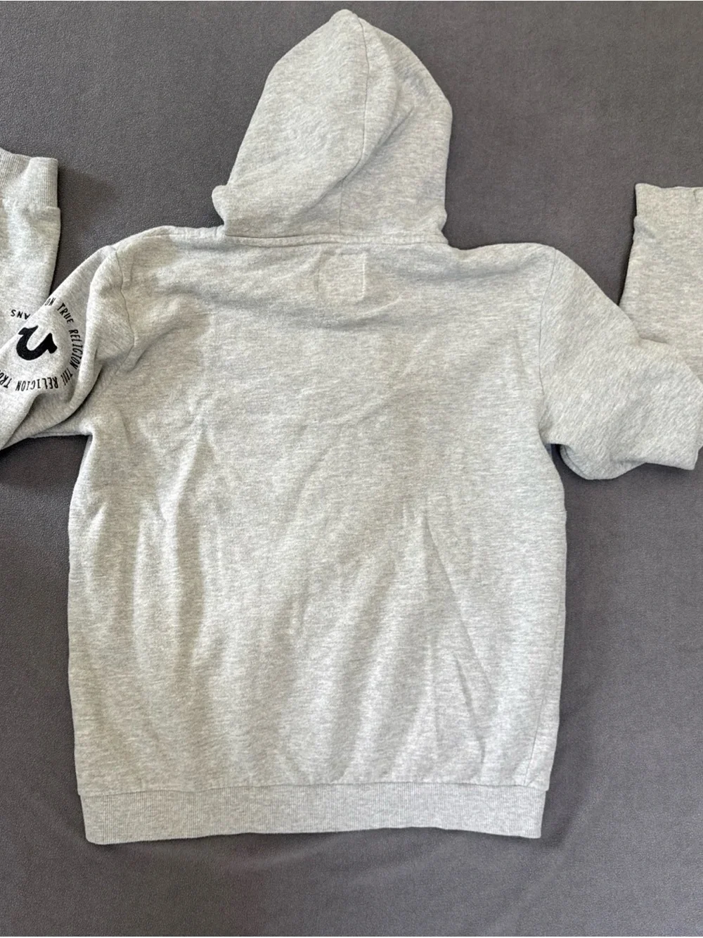 True Religion Light Gray Half-Zip Hoodie with Sleeve Logo Size XL